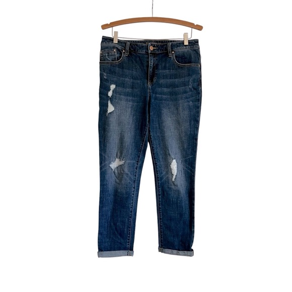 Chico's Denim - Chico’s Platinum Skimmer Distressed Blue Jeans